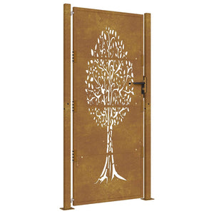 Gartentor 100x175 cm Cortenstahl Baumdesign