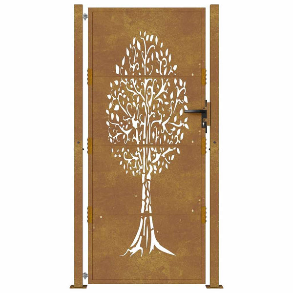 Gartentor 100x175 cm Cortenstahl Baumdesign