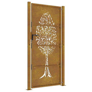 Gartentor 100x175 cm Cortenstahl Baumdesign