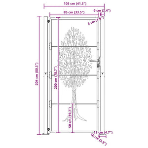 Gartentor 100x200 cm Cortenstahl Baumdesign