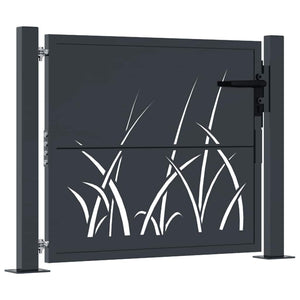 Gartentor Anthrazit 100x75 cm Stahl Gras-Design