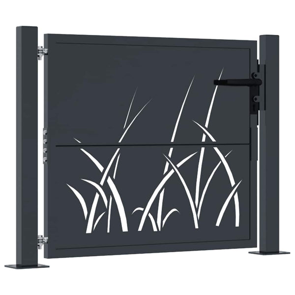 Gartentor Anthrazit 100x75 cm Stahl Gras-Design