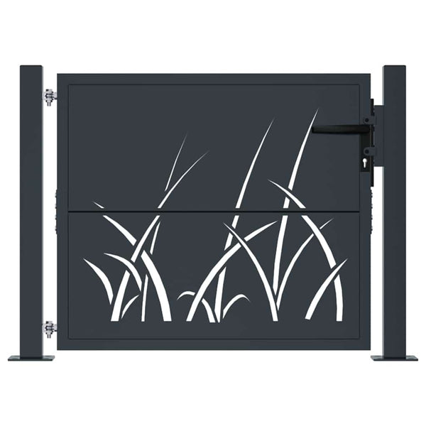 Gartentor Anthrazit 100x75 cm Stahl Gras-Design