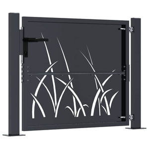 Gartentor Anthrazit 100x75 cm Stahl Gras-Design