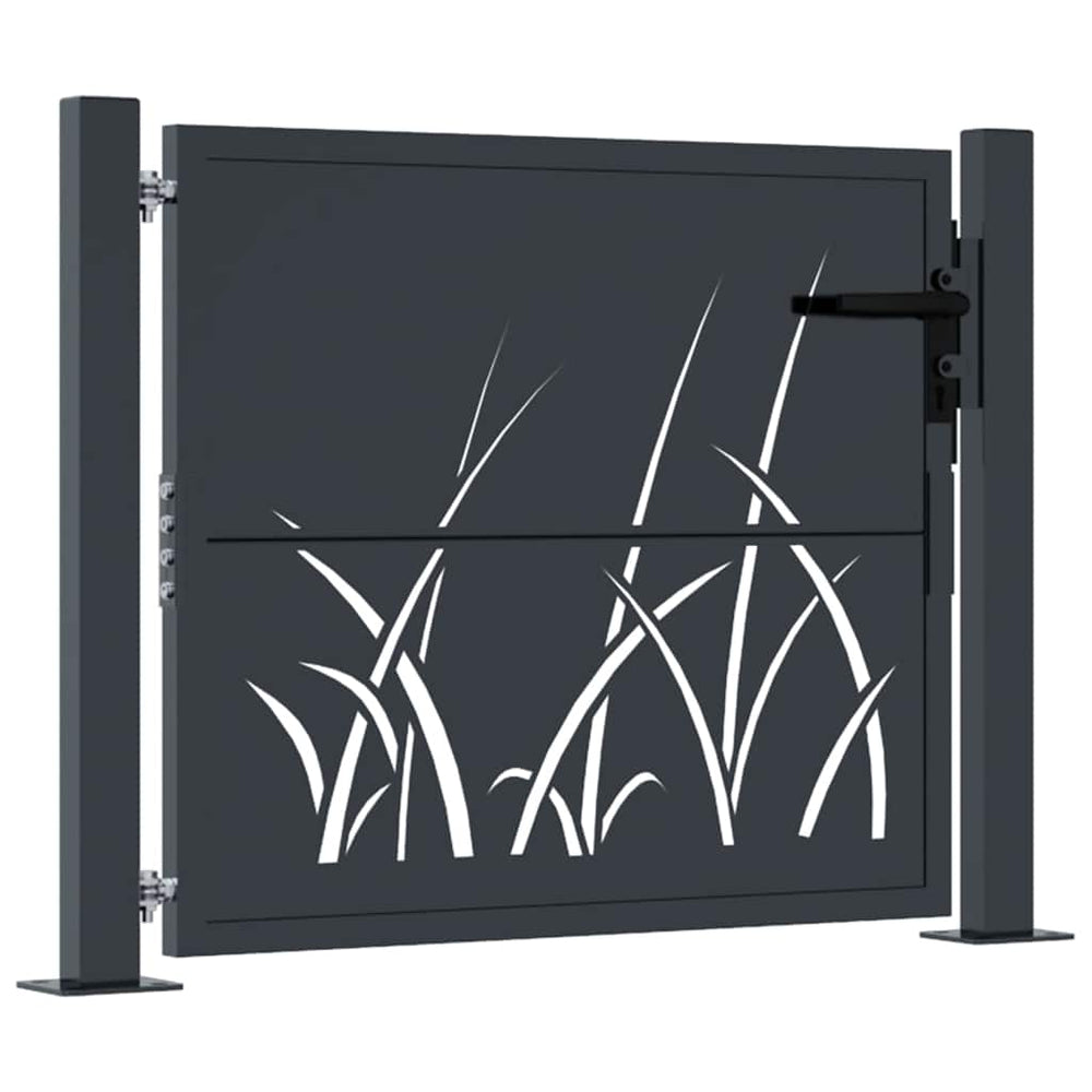 vidaXL Portail de jardin anthracite 100x100 cm, design herbe en acier