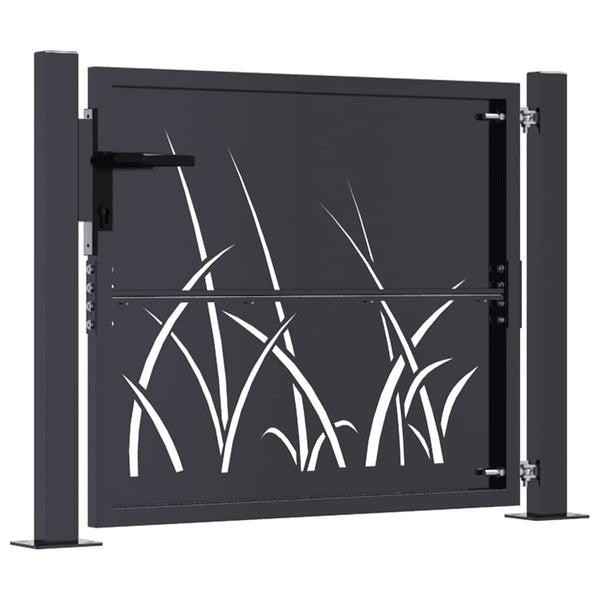Gartentor Anthrazit 100x100 cm Stahl Gras-Design