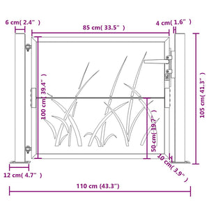 Gartentor Anthrazit 100x100 cm Stahl Gras-Design