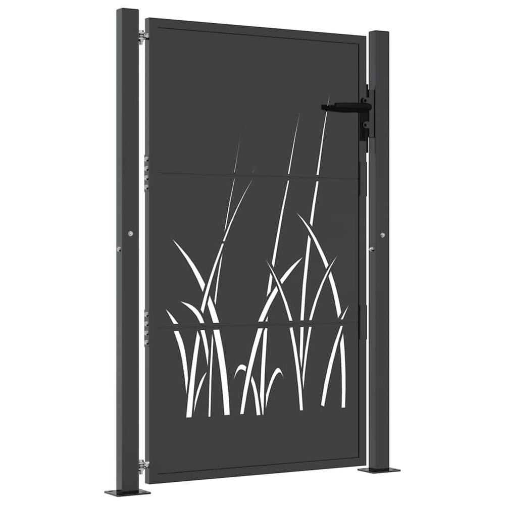vidaXL Portail de jardin anthracite 100x125 cm acier motif herbe