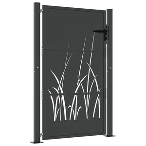 Gartentor Anthrazit 100x125 cm Stahl Gras-Design