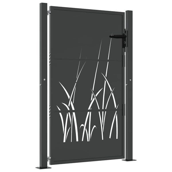Gartentor Anthrazit 100x125 cm Stahl Gras-Design