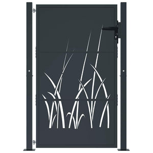 Gartentor Anthrazit 100x125 cm Stahl Gras-Design