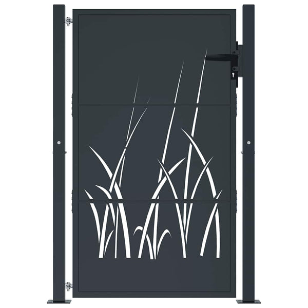 Gartentor Anthrazit 100x125 cm Stahl Gras-Design