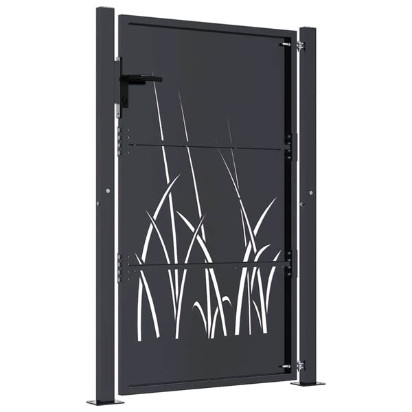 Gartentor Anthrazit 100x125 cm Stahl Gras-Design