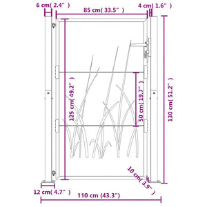 Gartentor Anthrazit 100x125 cm Stahl Gras-Design