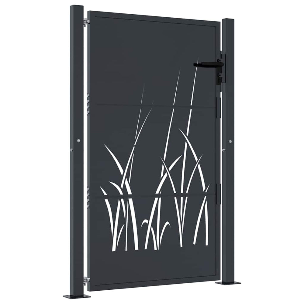 vidaXL Portail de jardin anthracite 100x150 cm acier motif herbe