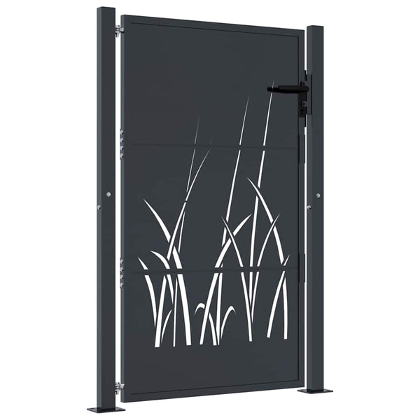 Gartentor Anthrazit 100x150 cm Stahl Gras-Design