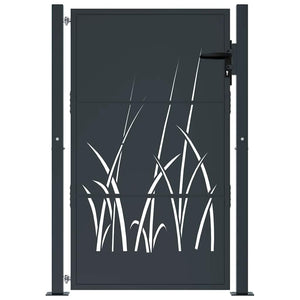 Gartentor Anthrazit 100x150 cm Stahl Gras-Design