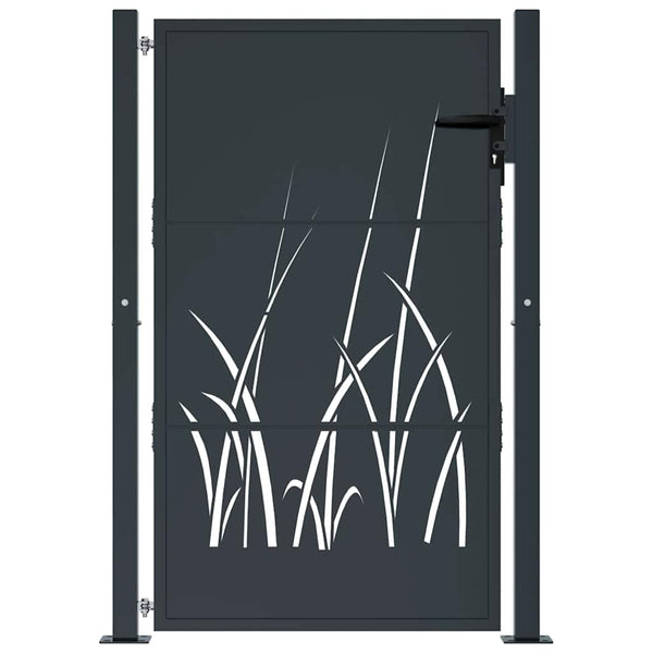 Gartentor Anthrazit 100x150 cm Stahl Gras-Design