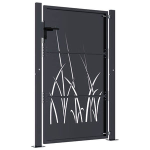 Gartentor Anthrazit 100x150 cm Stahl Gras-Design