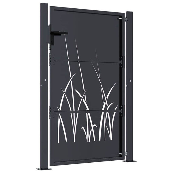 Gartentor Anthrazit 100x150 cm Stahl Gras-Design