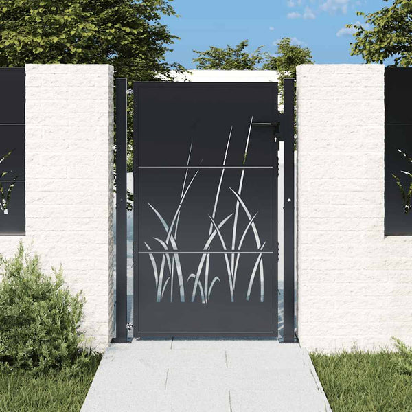 Gartentor Anthrazit 100x150 cm Stahl Gras-Design