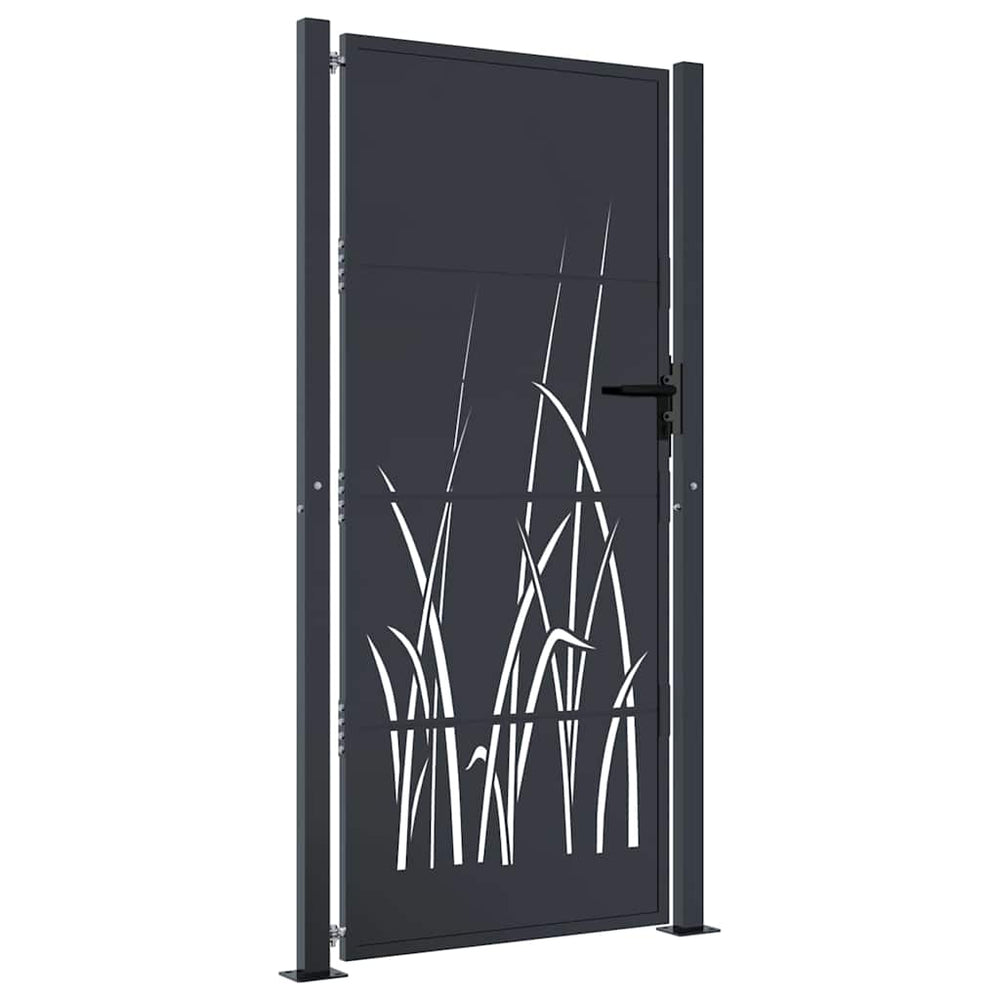 vidaXL Portail de jardin Anthracite 100x175 cm Acier motif herbe