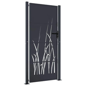 Gartentor Anthrazit 100x175 cm Stahl Gras-Design