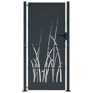 Gartentor Anthrazit 100x175 cm Stahl Gras-Design