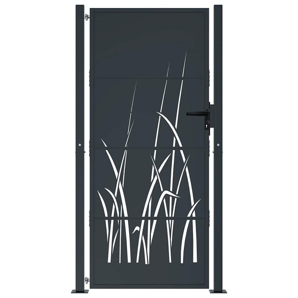 Gartentor Anthrazit 100x175 cm Stahl Gras-Design