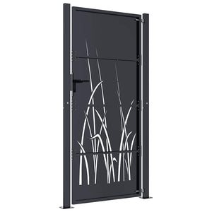 Gartentor Anthrazit 100x175 cm Stahl Gras-Design