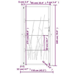 Gartentor Anthrazit 100x175 cm Stahl Gras-Design