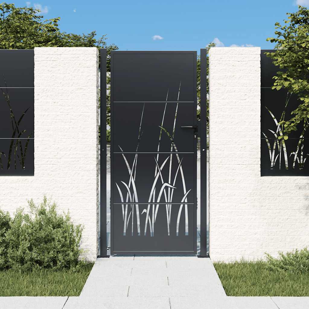 Gartentor Anthrazit 100x175 cm Stahl Gras-Design