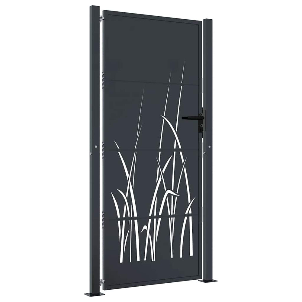 vidaXL Portail de jardin anthracite 100x200 cm en acier motif herbe