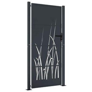 Gartentor Anthrazit 100x200 cm Stahl Gras-Design