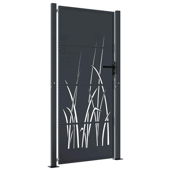 Gartentor Anthrazit 100x200 cm Stahl Gras-Design