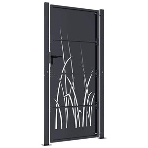 Gartentor Anthrazit 100x200 cm Stahl Gras-Design