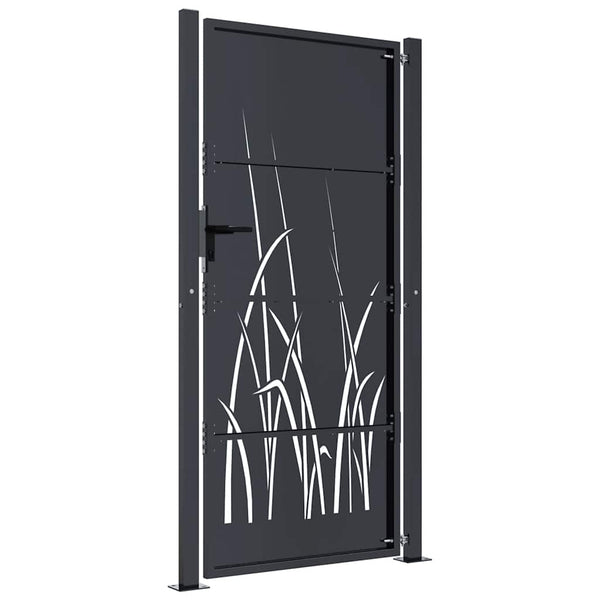 Gartentor Anthrazit 100x200 cm Stahl Gras-Design