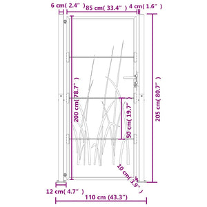 Gartentor Anthrazit 100x200 cm Stahl Gras-Design