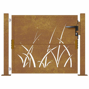 Gartentor 100x100 cm Cortenstahl Gras-Design