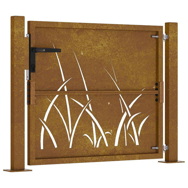 Gartentor 100x100 cm Cortenstahl Gras-Design