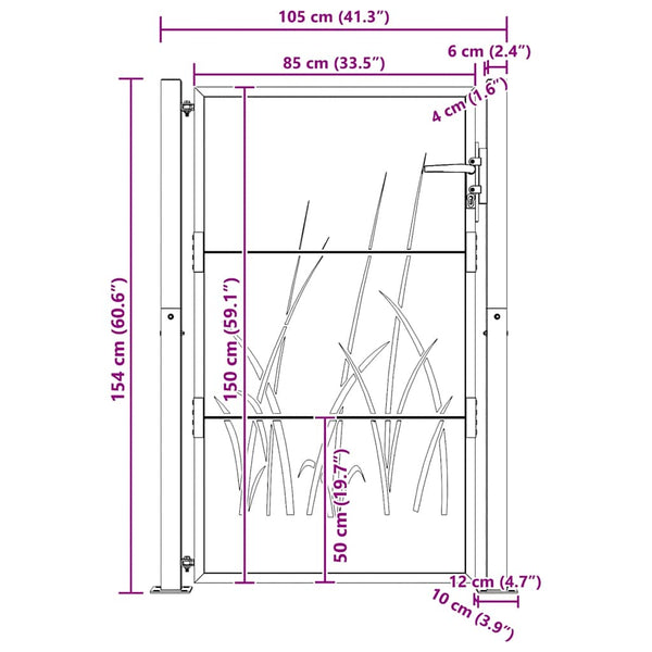 Gartentor 100x150 cm Cortenstahl Gras-Design