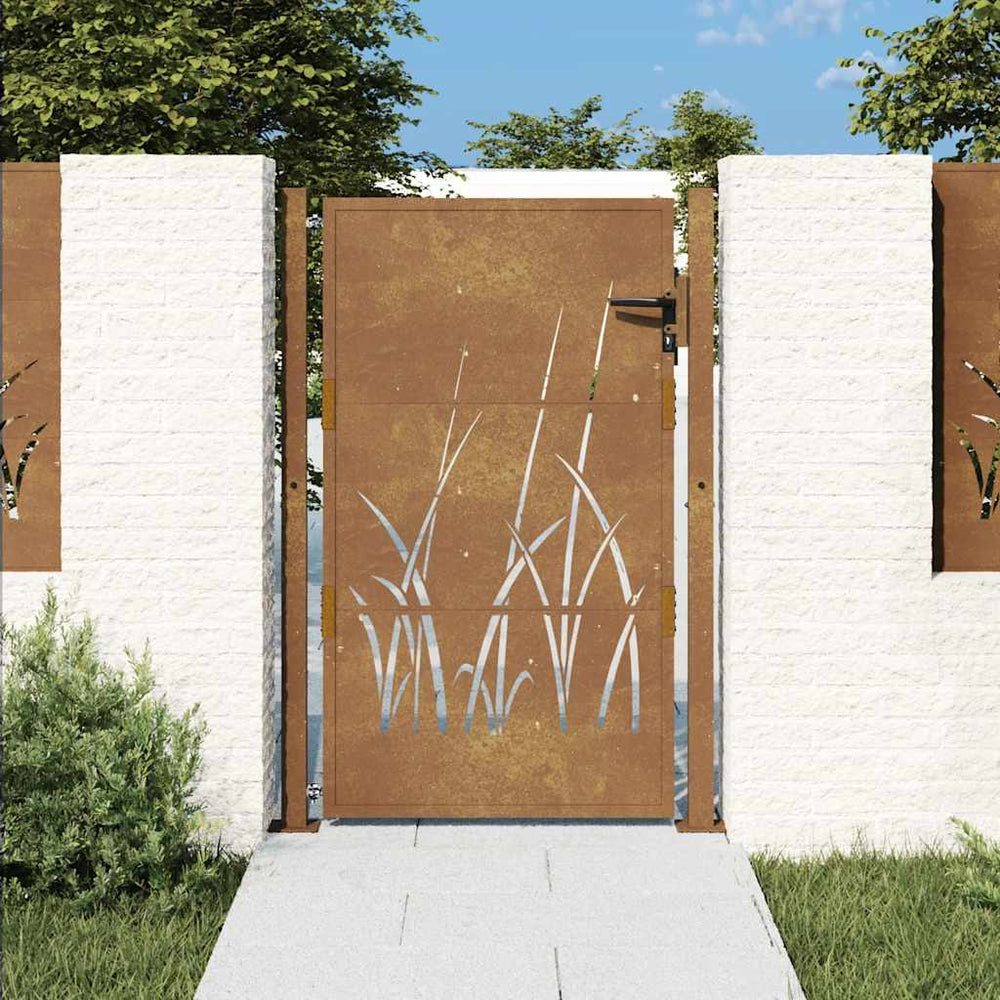 vidaXL Portail de jardin 100x150 cm acier Corten motif herbe
