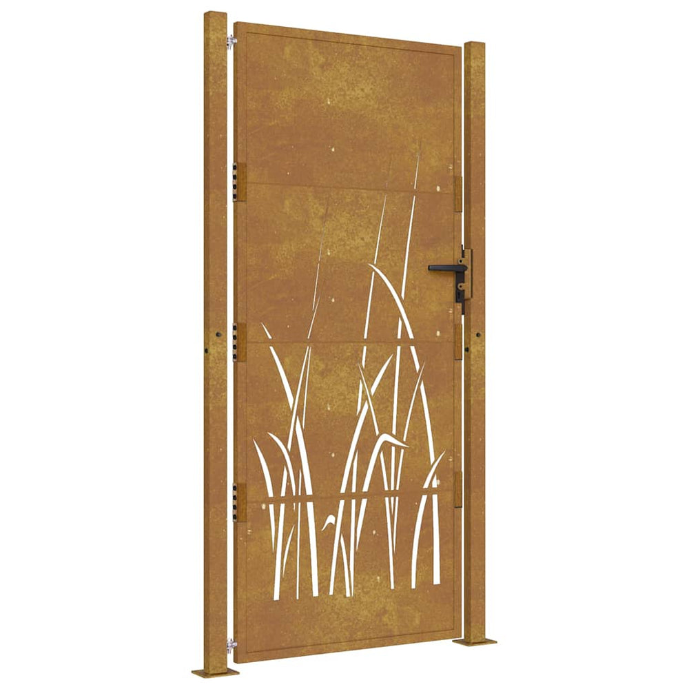 vidaXL Portillon de jardin 100x175 cm acier Corten motif herbe