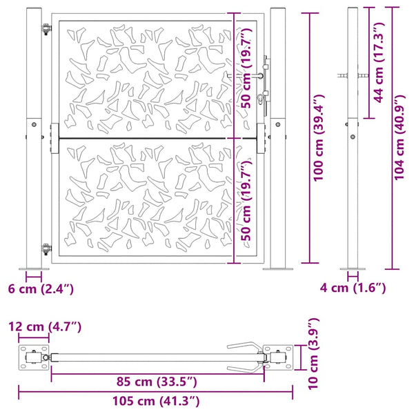 Gartentor 100x175 cm Cortenstahl Gras-Design