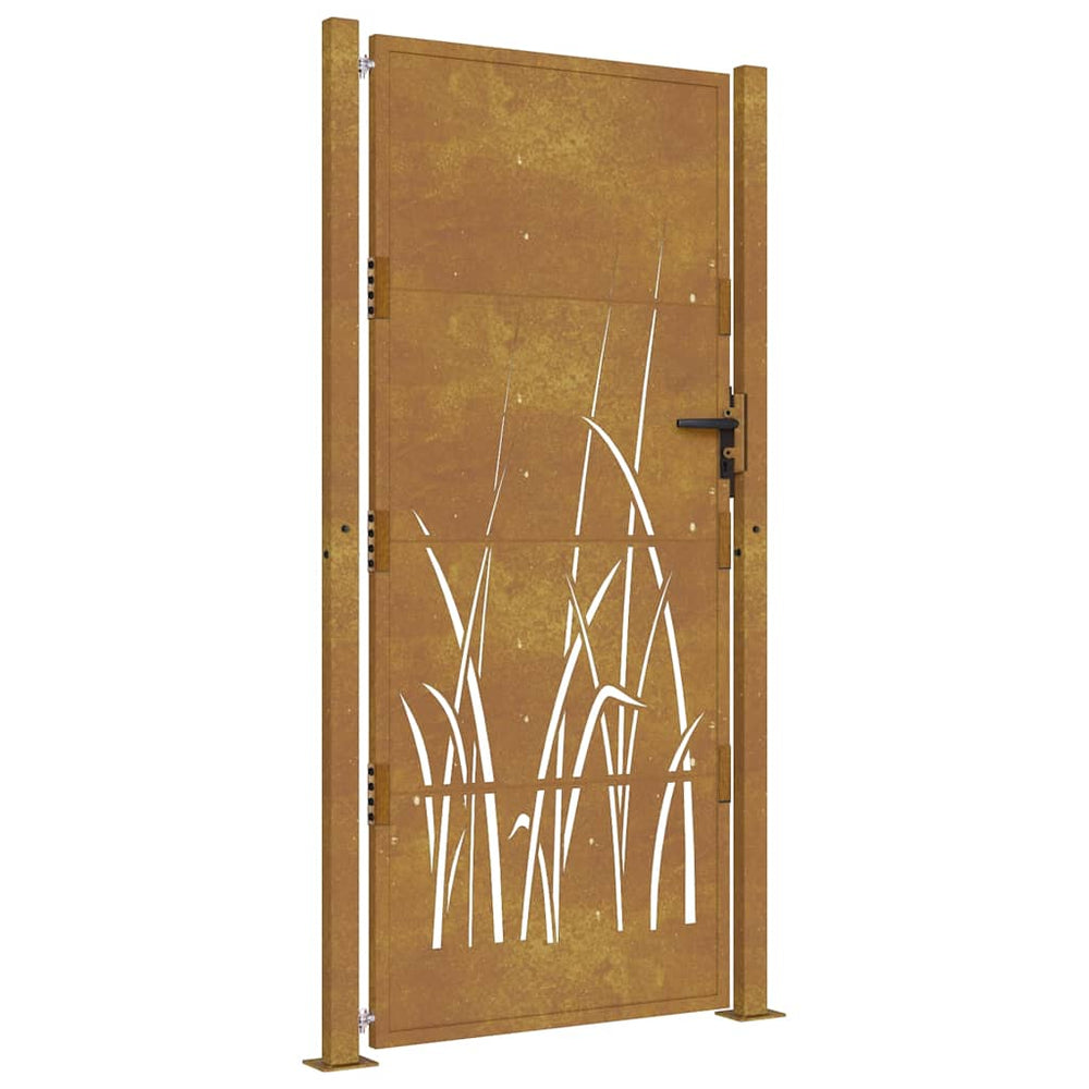 vidaXL Portail de jardin 100x200 cm acier Corten motif herbe