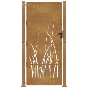 Gartentor 100x200 cm Cortenstahl Gras-Design