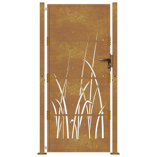 Gartentor 100x200 cm Cortenstahl Gras-Design