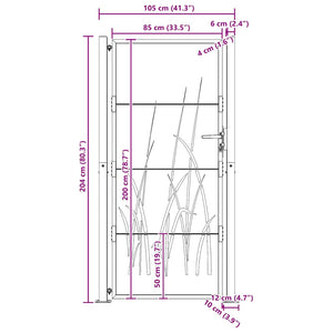 Gartentor 100x200 cm Cortenstahl Gras-Design