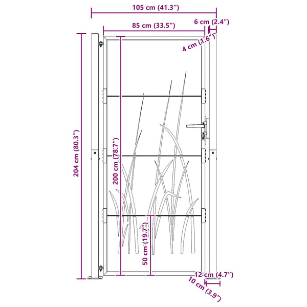 Gartentor 100x200 cm Cortenstahl Gras-Design