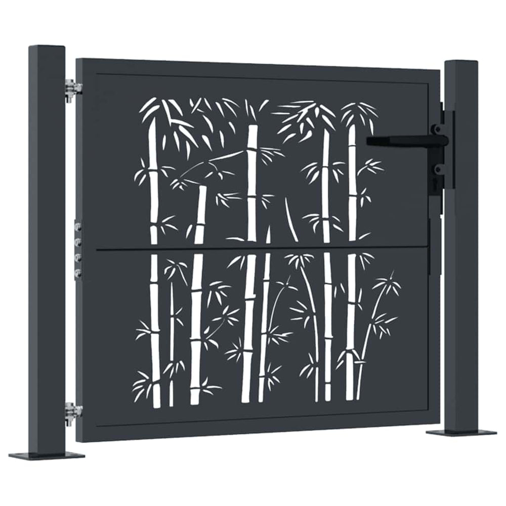 vidaXL Portail de jardin anthracite 100x75 cm en acier motif bambou